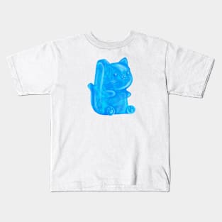 Light Blue Gummy Kitty Swirls Kids T-Shirt